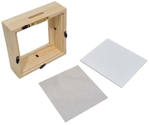 Hobbygroep Spardose Plexiglas Holz Geldbox Natur Weiß 17 cm-2