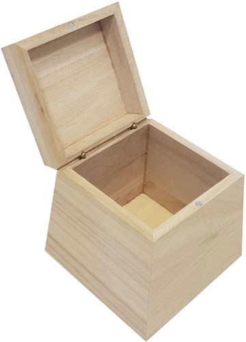 Playwood Holz Spielzeugkiste quadratisch mit Klappdeckel 10x10x10 cm-2