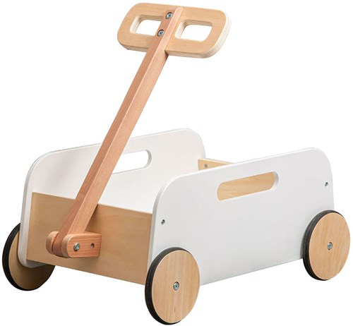 Playwood Holz Ziehwagen Spielzeugwagen für Kinder - weiß - Lauflernwagen
