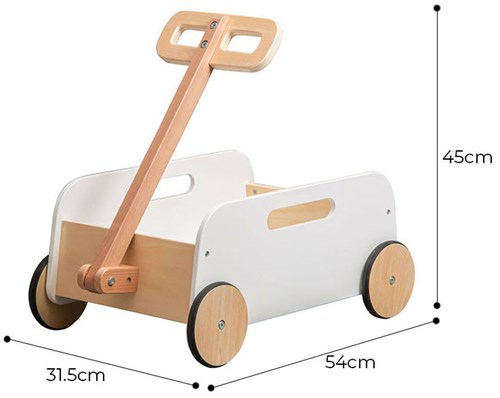 Playwood Holz Ziehwagen Spielzeugwagen für Kinder - weiß - Lauflernwagen-2