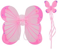 Johntoy Schmetterlingsflügel rosa mit Zauberstab - Kinder Verkleidungsset-2