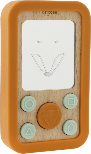 Trixie téléphone bébé en bois avec silicone - jouet sensoriel Mr. Fox