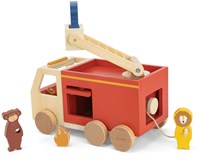 Trixie camion de pompier en bois - jouet durable FSC avec échelle-2