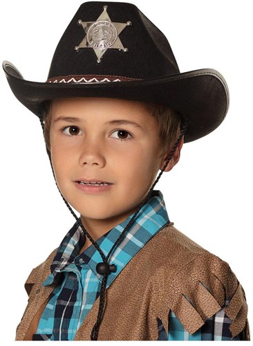 Boland - Chapeau enfant shérif noir chapeau cowboy déguisement-2