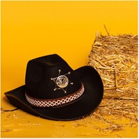 Boland - Chapeau enfant shérif noir chapeau cowboy déguisement-3