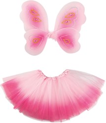 Boland Fee Kostümset rosa Tüll Flügel Glitzer elastisch
