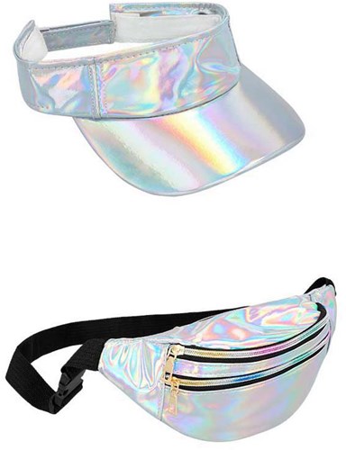 Boland Accessoire-Set Festival silber holografisch Party Outfit