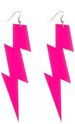 Boland boucles d'oreilles éclair néon rose - accessoire disco femme soirée années 80