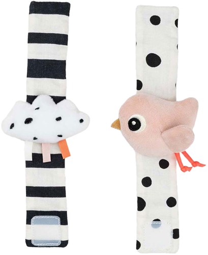 Done by Deer Baby Rasselarmband Set rosa Wolken sensorisches Spielzeug