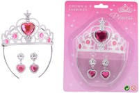 Johntoy Prinzessin Krone und Ohrringe - rosa Spielzeug Accessoire Set