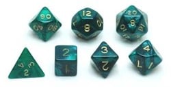 HOT Games Dobbelsteen Set 7 st.Groen marmer/parelm