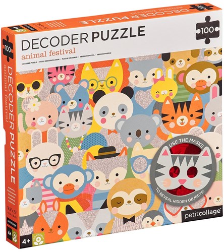 Petit Collage puzzle festival des animaux carton FSC enfant-3