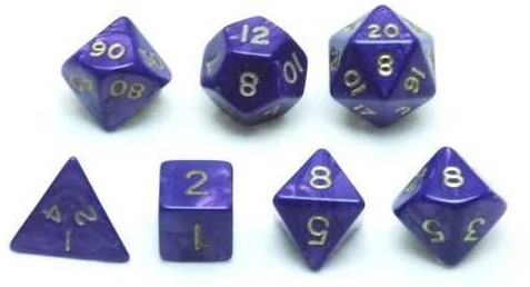 HOT Games Dobbelsteen Set 7 as.Paars marmer/parel.