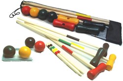 HOT Jeu de croquet 4 joueurs 80 cm bois dans un filet
