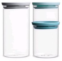 Brabantia Vorratsgläser Set aus Glas 3-teilig - stapelbar und luftdicht