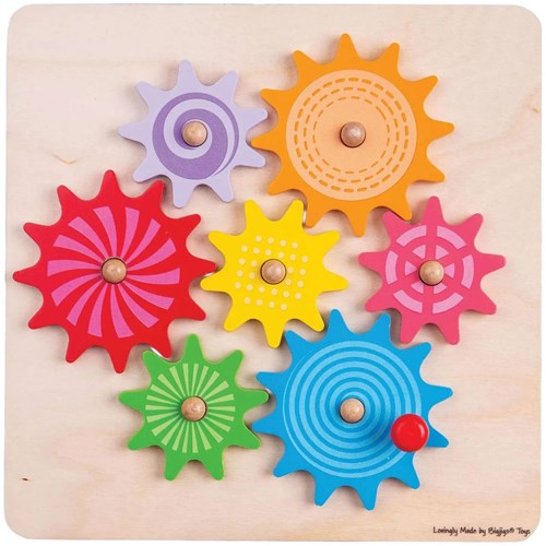 BigJigs puzzle en bois à engrenages jouet éducatif coloré