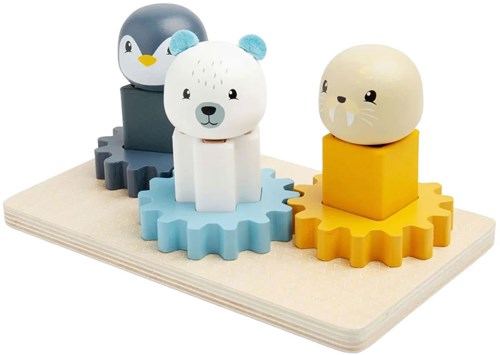 BigJigs Lernspielzeug Arctic Tiere Zahnradbrett FSC Holz-2