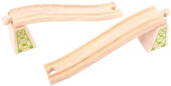 BigJigs Holz Eisenbahn Auf- und Abfahrten Schienen Set 4-teilig