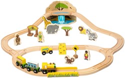 BigJigs Safari Zug Holzspielzeug Set - 38-teilig - bunt