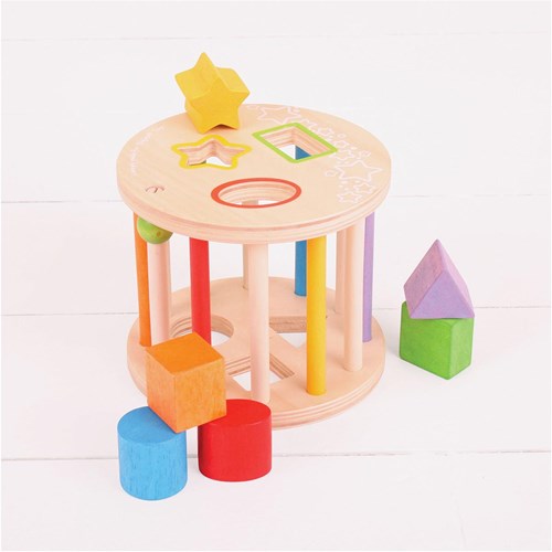 BigJigs Holz Formen Sortierbox Zylinder - Lernspielzeug für Kinder-3