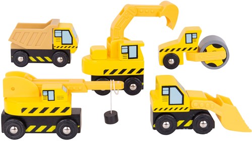 BigJigs Holz-Baufahrzeuge - Konstruktionsspielzeug Set - 5-teilig-2