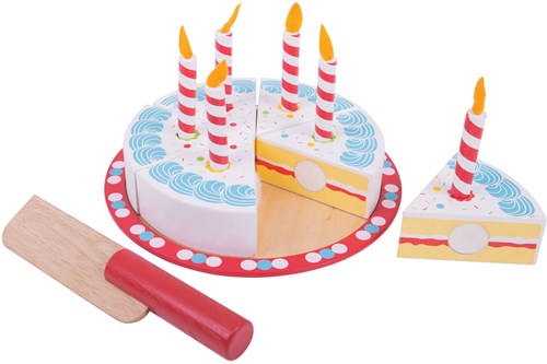 BigJigs gâteau d'anniversaire en bois jouet avec bougies-3