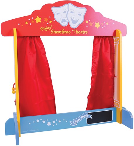 BigJigs théâtre de marionnettes en bois sur table - jouet créatif de jeu de rôle-2