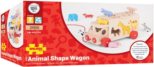 Bigjigs Holz Tier Formenwagen - Lernspielzeug - 11 Bausteine