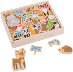 BigJigs jouet magnétique animaux en bois de la forêt - 35 pièces aimantées