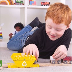 BigJigs Zugzubehör Recycling-Container - Holzspielzeug für Eisenbahnen