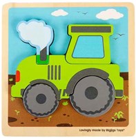 BigJigs Holzpuzzle Traktor - Kleinkind Spielzeug - 5 Formen