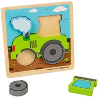 BigJigs Holzpuzzle Traktor - Kleinkind Spielzeug - 5 Formen-2