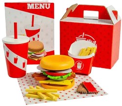 BigJigs jouet en bois Set Burger et Frites - 48 pièces - Bois FSC