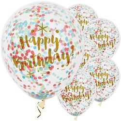 Confetti Ballonnen Happy Birthday, 6st.