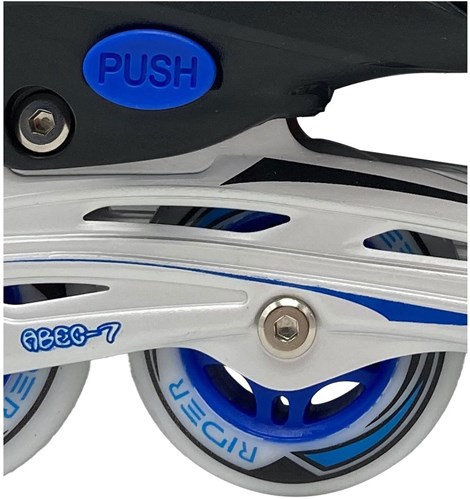 Patins à roulettes en ligne réglables bleu noir cadre aluminium taille 35-38 enfants-3