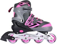 Inline Skates rosa/grau verstellbar Aluminiumrahmen Größe 39-42 Kinderskates-2
