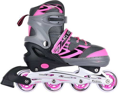 Inline Skates rosa/grau verstellbar Aluminiumrahmen Größe 39-42 Kinderskates-2