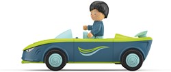 Toddys by siku 0105, Dave Divey, 3-teiliges Spielzeugauto mit Licht und Sound, Zusammensteckbar, Inkl. beweglicher Spielfigur, Hochwertiger Rückziehmotor, Blau/Grün, Ab 18 Monaten