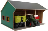 Kids GLOBE landwirtschaftlicher Spielzeugschuppen für 3 Fahrzeuge 1:16 Holz