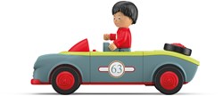 Toddys by siku 0106, Olli Oldy, 3-teiliges Spielzeugauto mit Licht und Sound, Zusammensteckbar, Inkl. beweglicher Spielfigur, Hochwertiger Rückziehmotor, Graublau/Rot/Grün, Ab 18 Monaten