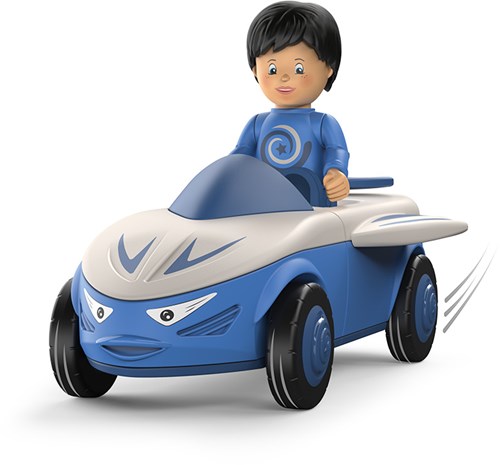 Toddys Spielzeugauto Mike Moby mit beweglicher Figur und Rückziehmotor-2