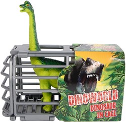Dinoworld dinosaurus in kooi 13,5x6x8cm