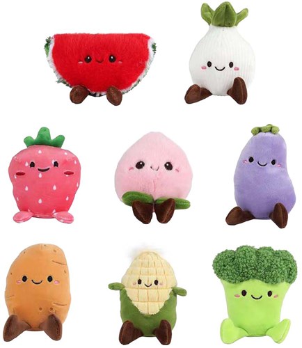 Fluffy Menu groente en fruit pluche 9ass 12-14cm