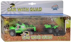 Kids GLOBE Geländewagen Spielzeug mit Anhänger Quad Licht Sound 29cm