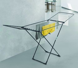 Metaltex étendoir Fuji 20 mètres noir mat - gain de place et élégant