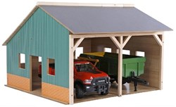 Kids GLOBE landwirtschaftliche Spielzeug-Scheune für 2 Traktoren 1:16 Holz