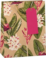 Design Group sac cadeau papier imprimé floral marron grand format