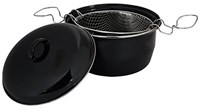 Svenska Living Fritteuse Emaille 24 cm mit Korb - schwarz - Fritteuse-2