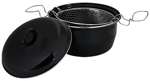 Svenska Living Fritteuse Emaille 24 cm mit Korb - schwarz - Fritteuse-2