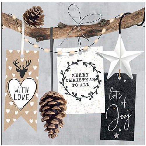 Ambiente Papierservietten Weihnachten 33cm - Christmas hangtags Dekoration
